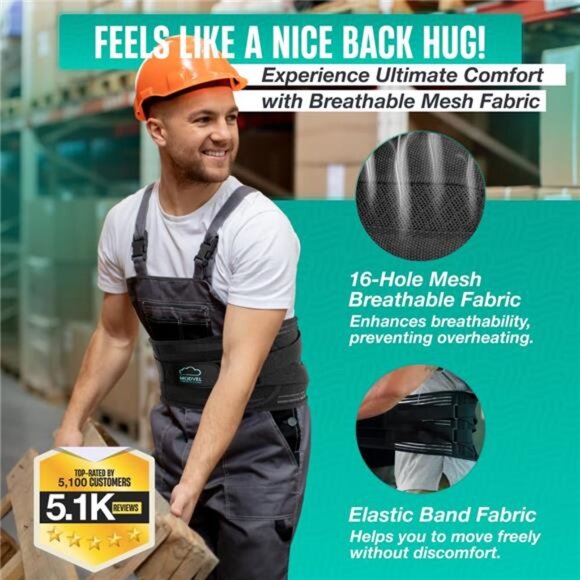Modvel Back Braces for Lower Back Pain Relief with 6 Stays, Breathable Back - Picture 13 of 14